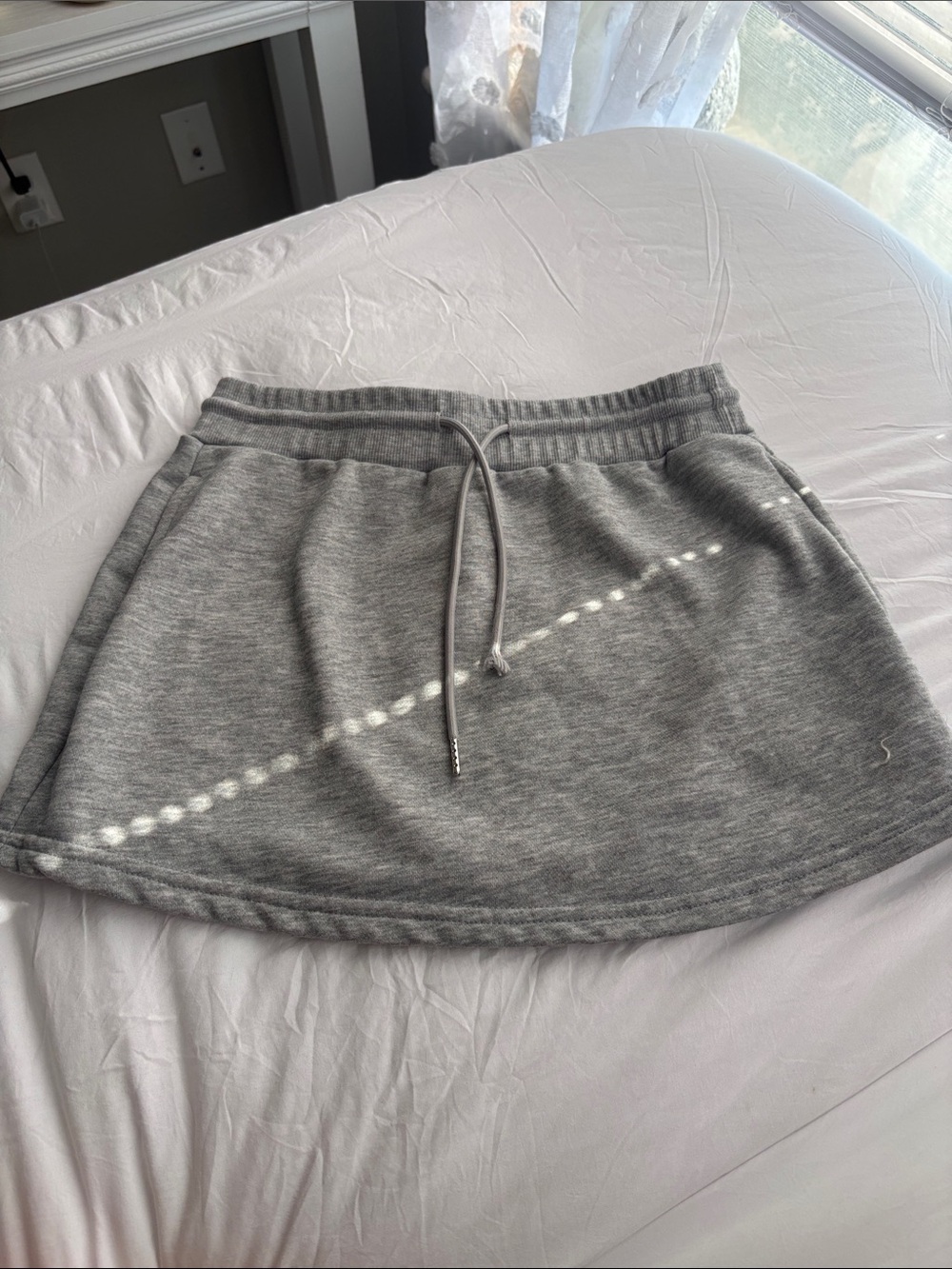 Gray Knit Drawstring Skirt